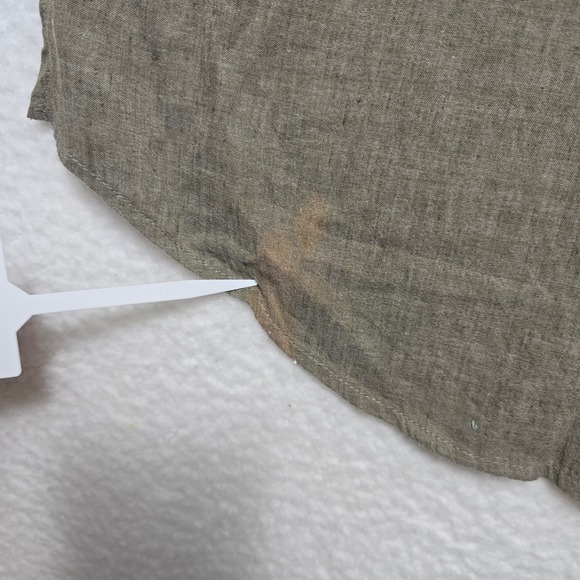 Eileen Fisher Womens Tunic Top Cotton Linen Blend Olive Green Button Down - Picture 16 of 16